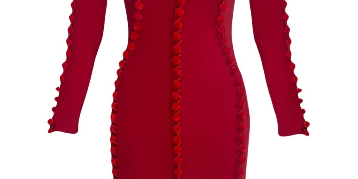 Elegance in Red: The Allure of the Red Pom Pom Dress
